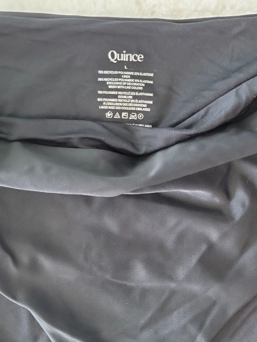 Quince Italian High Waist High Leg Bikini Bottom Large Black NWT